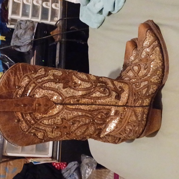 Corral brown glitter inlay boots size 9 - Picture 4 of 7